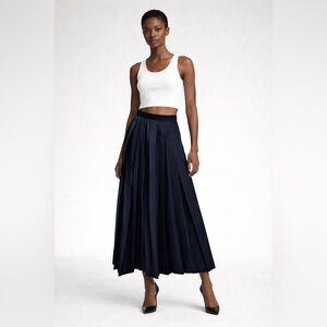 NWT Max Mara Afro Pleated Silk Midi Skirt